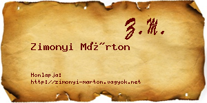 Zimonyi Márton névjegykártya